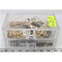 2 DRAWER  ACRYLIC JEWELLERY BOX WITH CONTENTS