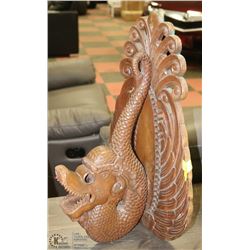 WOODEN DRAGON HEAD DECORATIVE WALL HANGING