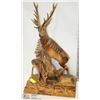 Image 1 : LARGE WOOD CARVING OF WILDLIFE, ELK