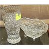 Image 1 : 2 CRYSTAL FOOTED CANDY DISH & VASE