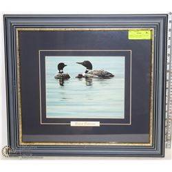 FRAMED "LOON FAMILY" PICTURE BY ROBERT BATEMAN