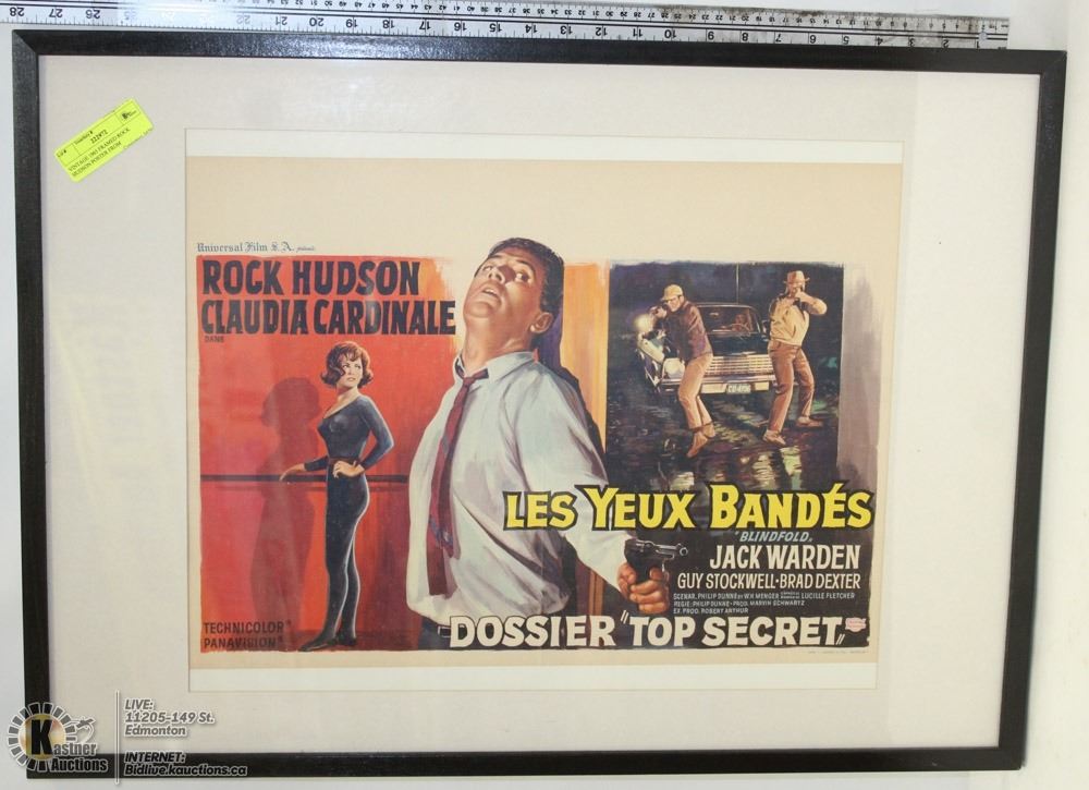 VINTAGE 1965 FRAMED ROCK HUDSON POSTER FROM