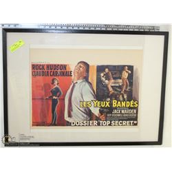 VINTAGE 1965 FRAMED ROCK HUDSON POSTER FROM