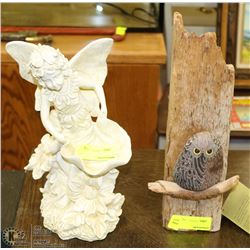 ESTATE WOOD OWL ORNAMENT SOLD WITH PIXIE