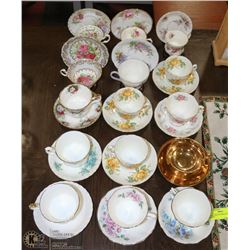 COLLECTION OF CHINA CUPS AND SAUCERS