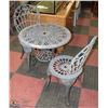 Image 1 : ORNATE CAST IRON PATIO TABLE & 2 CHAIRS.