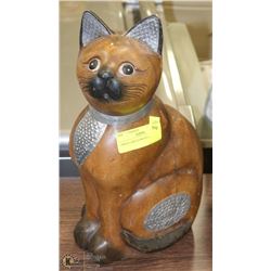 LARGE CARVED WOOD CAT