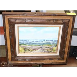 ESTATE WOOD CARVED OIL ON CANVAS PICTURE