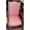 Image 1 : VINTAGE WOOD FRAME PINK FABRIC PADDED PARLOUR