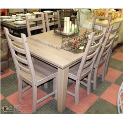 WOODEN TABLE AND 6 CHAIRS