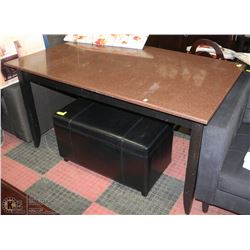 SHOWHOME SOLID MARBLE TOP TABLE WITH WOOD FRAME