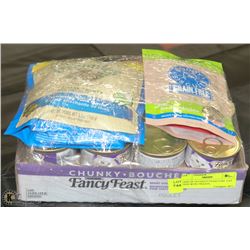 CASE OF 24 FANCY FEAST CAN  CAT FOOD WITH TREATS.