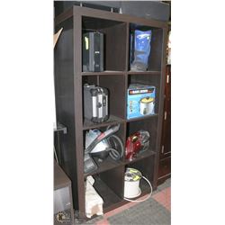 LOT OF 2 ESPRESSO 8 CUBE SHELVING UNITS 31X15.5X59