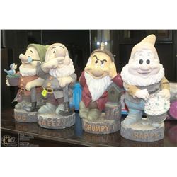 SET OF 4 OF THE 7 DWARFS YARD ORNAMENTS, INCLUDES