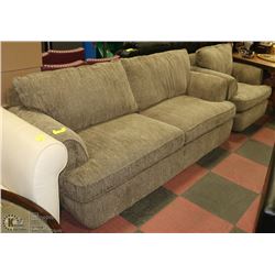 BROWN TWEED 82" SOFA & MATCHING 44" ARM CHAIR.