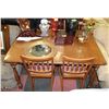 Image 1 : WOOD DINING TABLE WITH 3 LEAFS AND 4 DINING CHAIRS