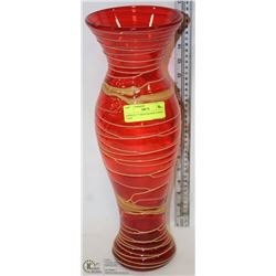 APPROX 17" HIGH ORANGE STRIPED VASE