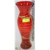Image 1 : APPROX 17" HIGH ORANGE STRIPED VASE