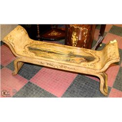 4' CABIN SCENE PAINTED WOODEN BENCH