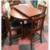 Image 1 : WOOD BAR TABLE WITH 4 BAR STOOLS