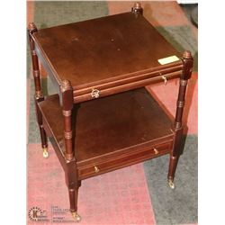 2 TIER END TABLE WITH CASTORS.