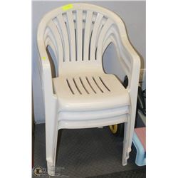 GROUP OF 3 PLASTIC PATIO CHAIRS