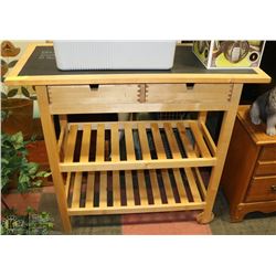 WOOD ISLAND 2 DRAWER TABLE WITH CHALKBOARD