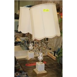 PAIR OF ORNATE MARBLE BASED TABLE LAMPS.
