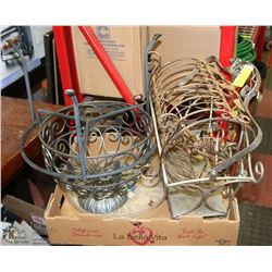 4 DECORATIVE METAL PLANTERS.