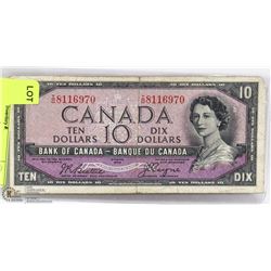 CANADIAN 1954 DEVILS FACE  $10  BILL