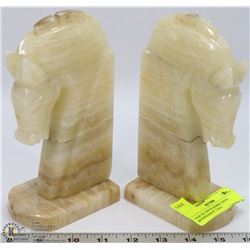 PAIR OF ONYX HORSE HEAD BOOKENDS 8" TALL