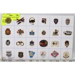 24 PINS OF  POLICE  COLLECTIBLES