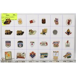 24 PINS OF  VARIOUS OLYMPICS COLLECTIBLES