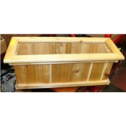STAINED CEDAR PLANTER APPROX 26"X10"X10"H