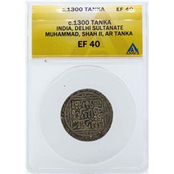 c.1300 India Tonka Delhi Sultanate Coin ANACS EF40