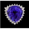 Image 2 : 18.40 ctw Tanzanite and Diamond Ring - 14KT White Gold