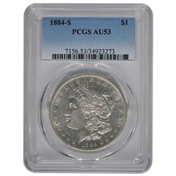 1884-S $1 Morgan Silver Dollar Coin PCGS AU53