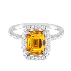 14KT White Gold 3.79ct Citrine and Diamond Ring