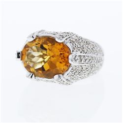 18KT White Gold 8.55ct Citrine and Diamond Ring