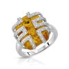 Image 1 : 14KT White Gold 4.68ct Amber and Diamond Ring