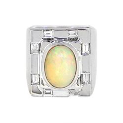 14KT White Gold 2.82ct Opal and Diamond Ring