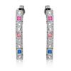 Image 1 : 14KT White Gold 0.60ctw Multi Color Sapphire and Diamond Earrings