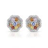Image 1 : 14KT White Gold 7.69ctw Multi Color Sapphire and Diamond Earrings