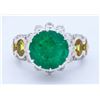 Image 1 : 14KT White Gold Emerald and Diamond Ring
