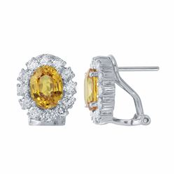 14KT White Gold 3.26ctw Yellow Sapphire and Diamond Earrings