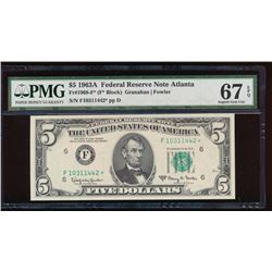 1963A $5 Atlanta Federal Reserve Star Note PMG 67EPQ