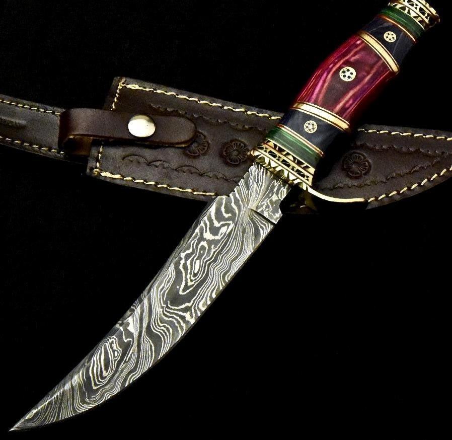Custom Hand Made Damascus Steel Blade Hunting Knife By Cutlery Salvation