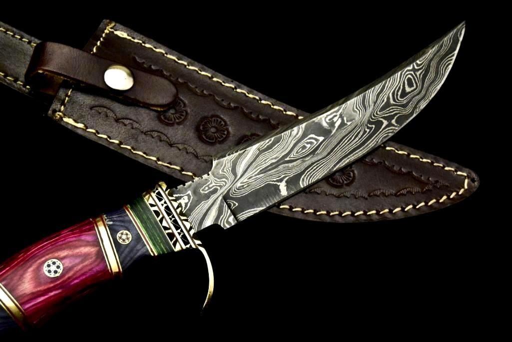 Custom Hand Made Damascus Steel Blade Hunting Knife By Cutlery Salvation