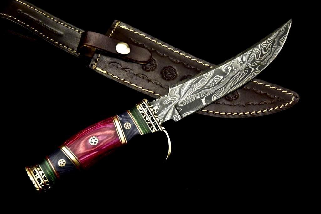 Custom Hand Made Damascus Steel Blade Hunting Knife By Cutlery Salvation
