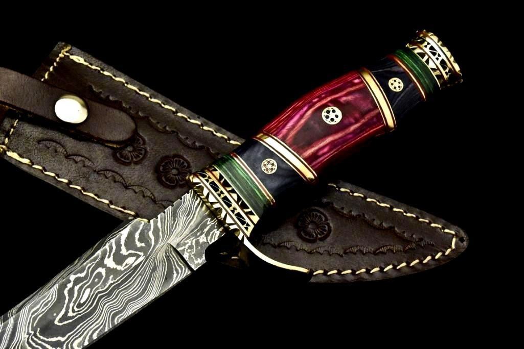 Custom Hand Made Damascus Steel Blade Hunting Knife By Cutlery Salvation